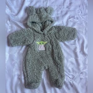 Star Wars Fleece Hooded Romper Snowsuit Infant Warm Fleece Jumpsuit Size 0-3 M